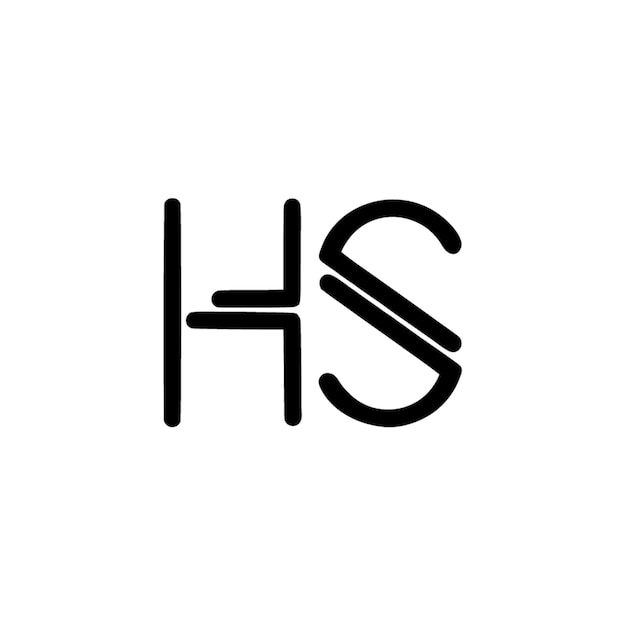 El diseño del logotipo del monograma HS, la letra, el texto, el nombre, el símbolo, el logotipo monocromático, el carácter alfabético, el logo simple.