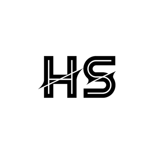 El diseño del logotipo del monograma HS, la letra, el texto, el nombre, el símbolo, el logotipo monocromático, el carácter alfabético, el logo simple.