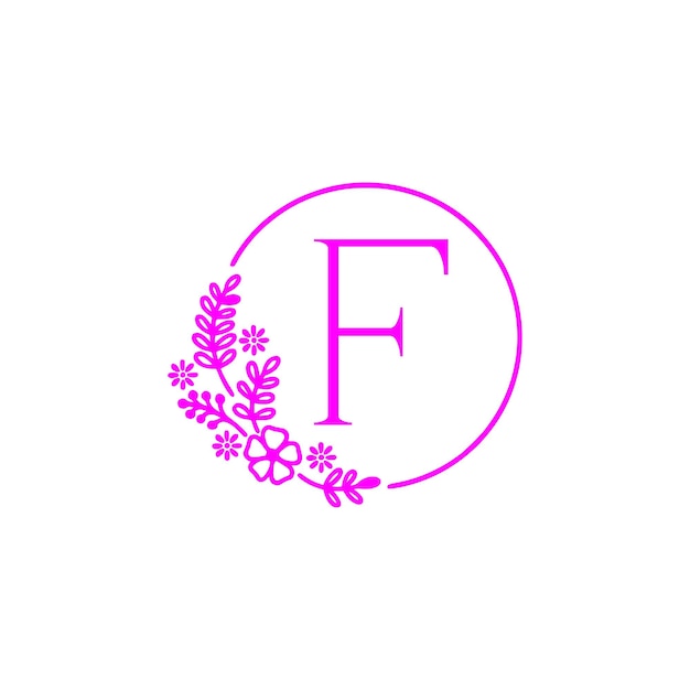 diseño de logotipo de monograma con ilustración floral