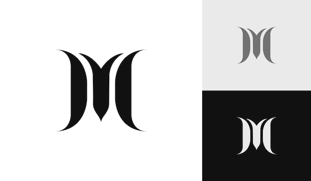 Diseño de logotipo de monograma inicial de letra M