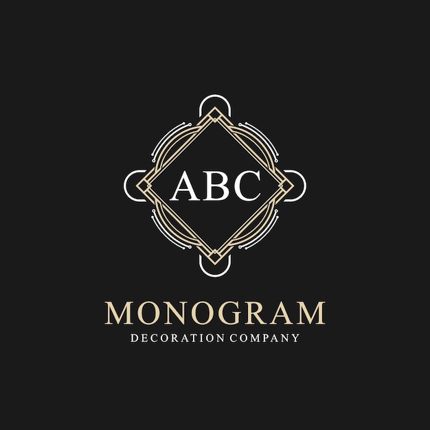 Diseño de logotipo de monograma de iniciales de lujo con estilo decorativo de arte vintage