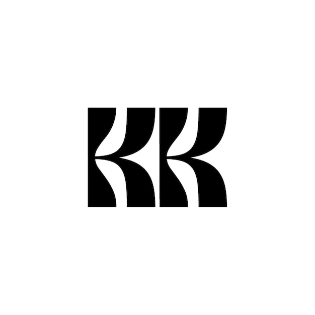 El diseño del logotipo del monograma KK, la letra, el texto, el nombre, el símbolo, el logotipo monocromático, el carácter alfabético, el logo simple.