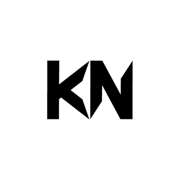 El diseño del logotipo del monograma KN, la letra, el texto, el nombre, el símbolo, el logotipo monocromático, el carácter alfabético y el logotipo simple