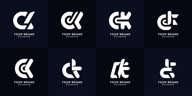 Diseño del logotipo del monograma de la letra CK o KC de la colección