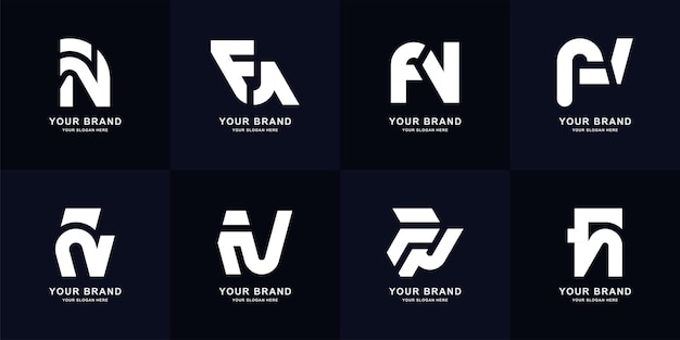 Diseño del logotipo del monograma de la letra fn o nf de la colección