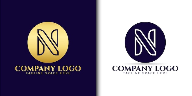 Diseño de logotipo de monograma de letra n de lujo