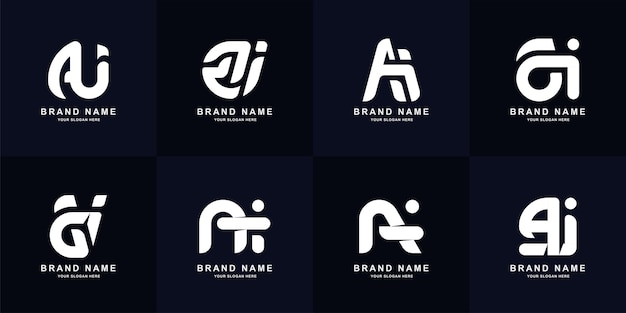 Diseño de logotipo de monograma de letra A o Ai de colección