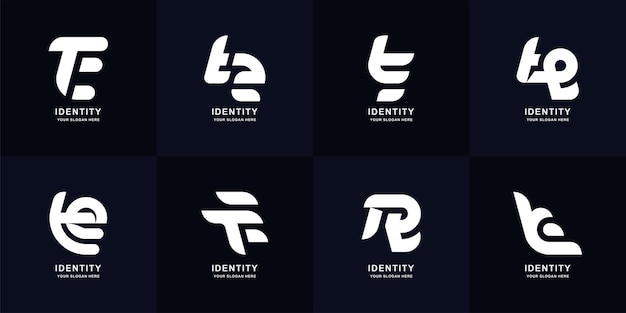 Diseño del logotipo del monograma de la letra TE o ET de la colección