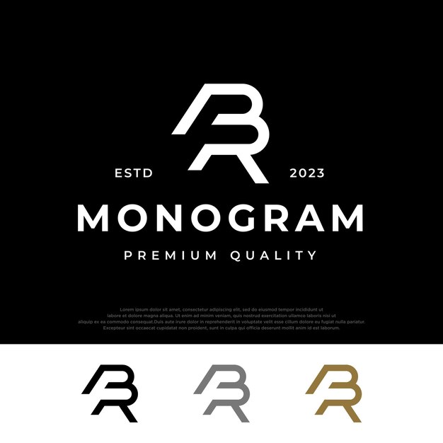 Diseño de logotipo de monograma. logotipo de la letra inicial br. rótulo comercial, identidad, etiqueta, placa, café, hotel