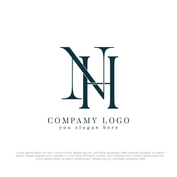 Vector diseño del logotipo del monograma nh logotipo de letra creativa