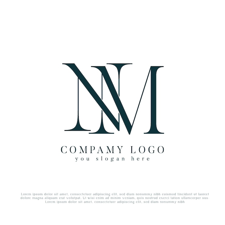 Vector diseño del logotipo del monograma nm logotipo de letra creativa