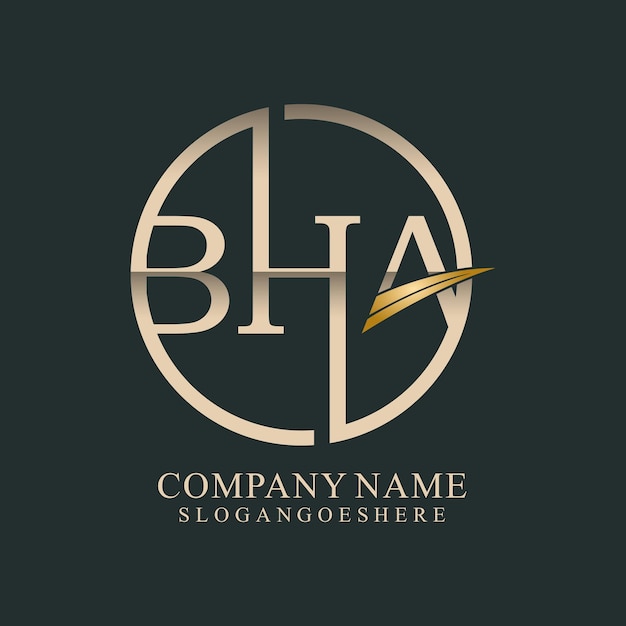 Diseño de logotipo de monograma original de letra bha de lujo