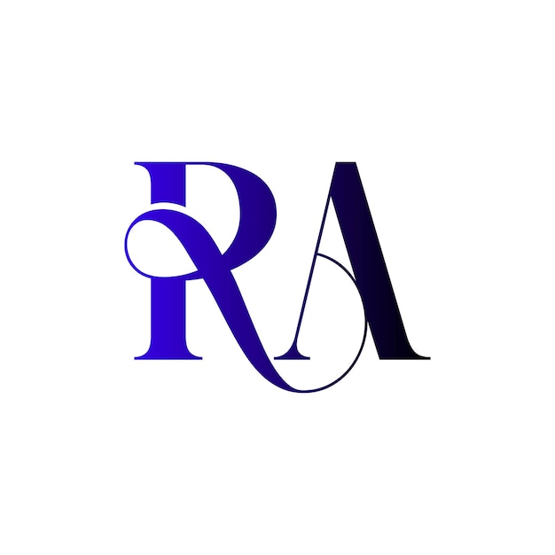 El diseño del logotipo del monograma RA, las iniciales de las letras, la marca, el lujo elegante y moderno.