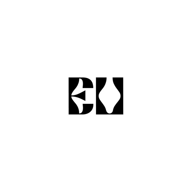 Diseño de logotipo monograma de UE letra texto nombre símbolo monocromo logotipo alfabeto carácter logotipo simple