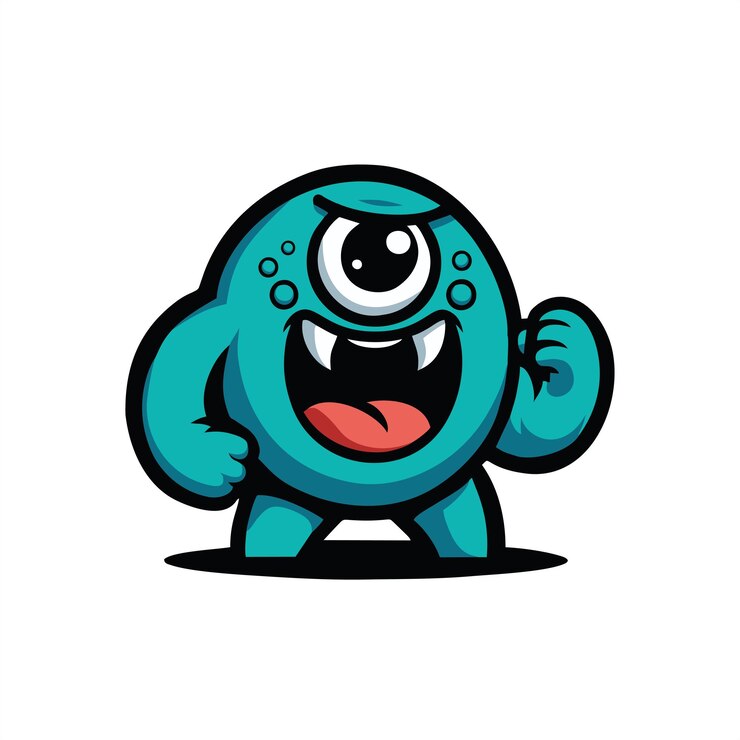 El diseño del logotipo del monstruo vectorial verde y la ilustración artística de la mascota