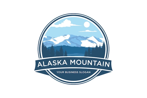 Diseño de logotipo de montaña de Alaska