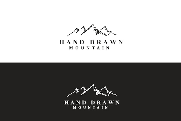 Vector diseño de logotipo de montaña de arte lineal