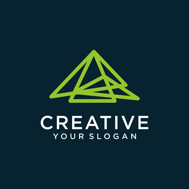 diseño de logotipo de montaña con arte de líneas