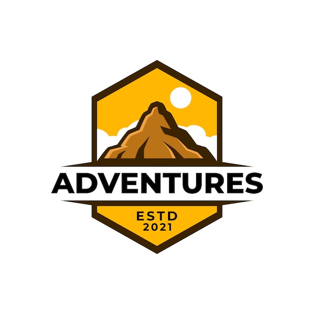 Vector diseño de logotipo de montaña de aventuras