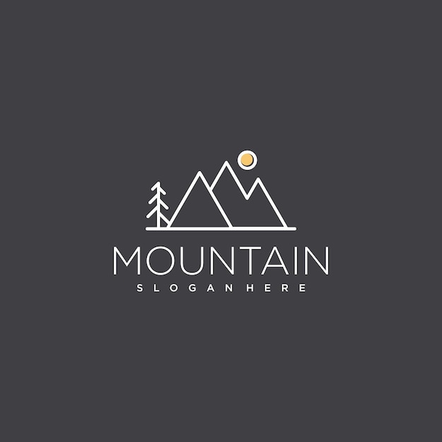 Diseño de logotipo de montaña con concepto creativo simple.