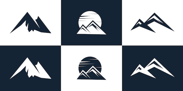 Diseño del logotipo de la montaña concepto creativo único Premium Vector