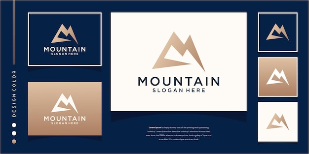 Diseño de logotipo de montaña con concepto de lujo