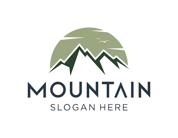 Vector diseño del logotipo de la montaña creado utilizando la aplicación corel draw 2018 con un fondo blanco