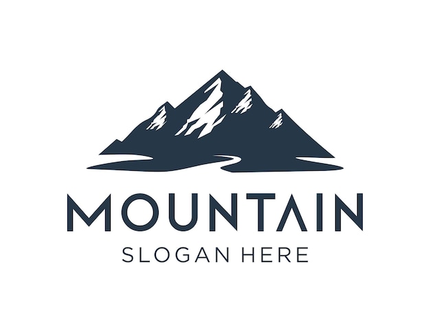 Diseño del logotipo de la montaña creado utilizando la aplicación Corel Draw 2018 con un fondo blanco