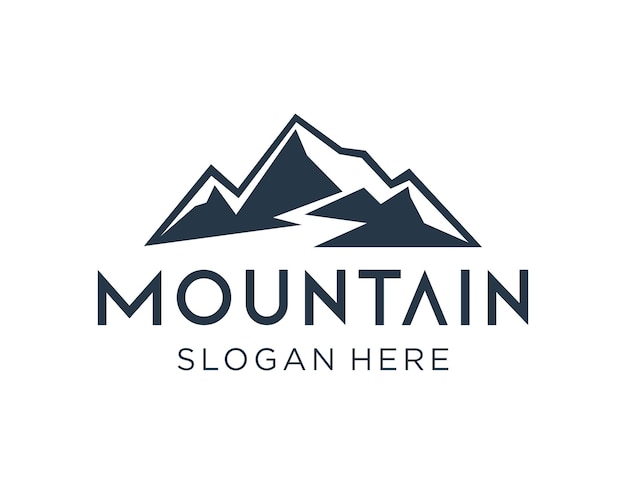 Diseño del logotipo de la montaña creado utilizando la aplicación Corel Draw 2018 con un fondo blanco
