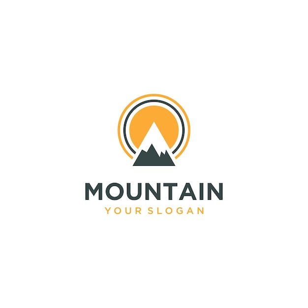 diseño de logotipo de montaña con inspiración solar