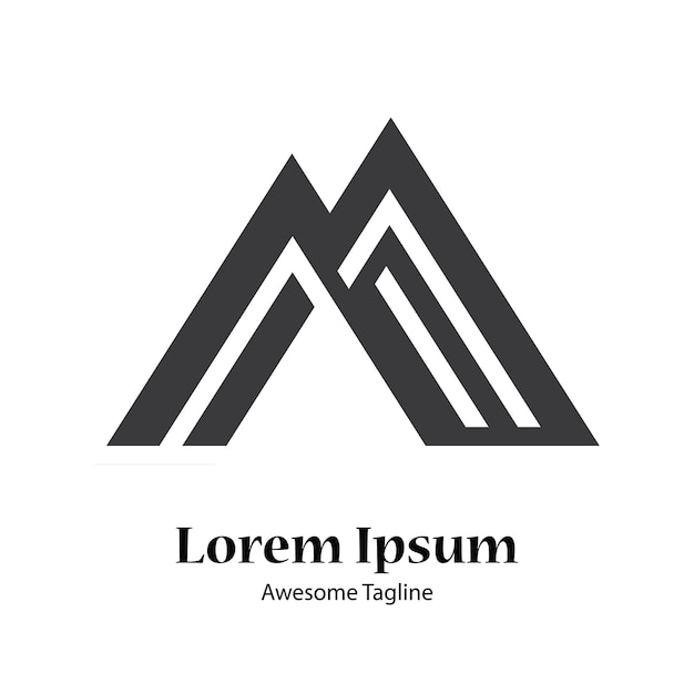 Diseño del logotipo de la montaña de la letra M