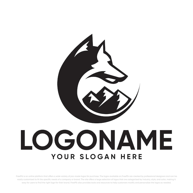 Vector diseño del logotipo de la montaña del lobo