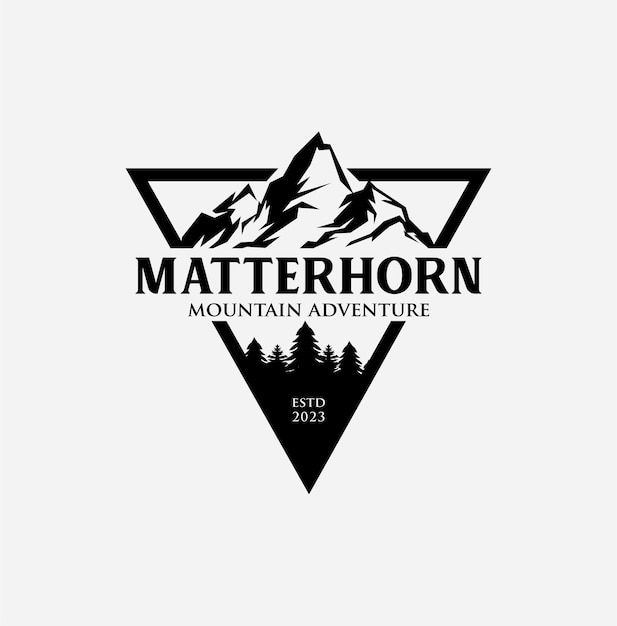 Vector diseño del logotipo de la montaña más alta de suiza, el matterhorn