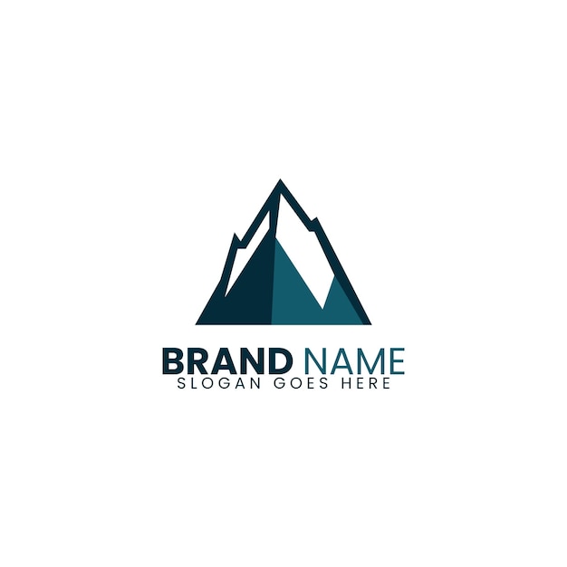 Diseño de logotipo de montaña y plantilla de logotipo de senderismo