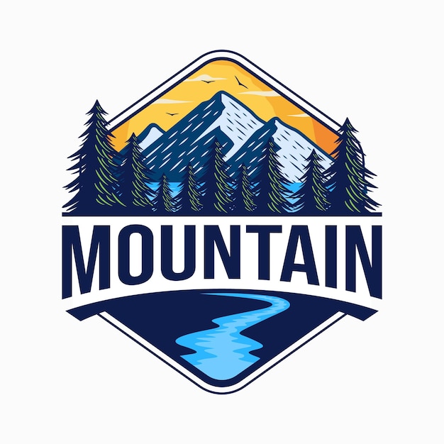 Diseño de logotipo de montaña vintage