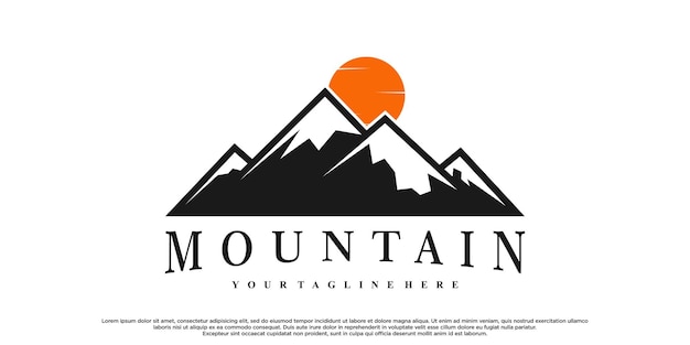 Diseño de logotipo de montañas con concepto único vintage Vector Premium