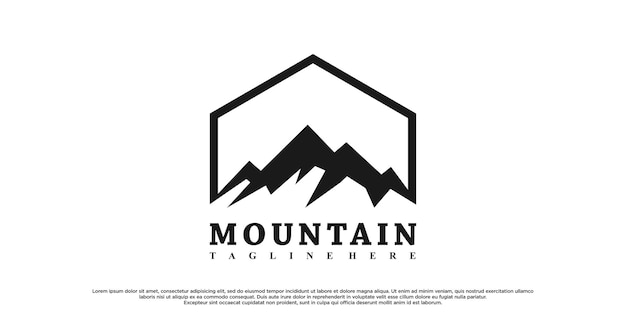 Diseño de logotipo de montañas con concepto único vintage vector premium