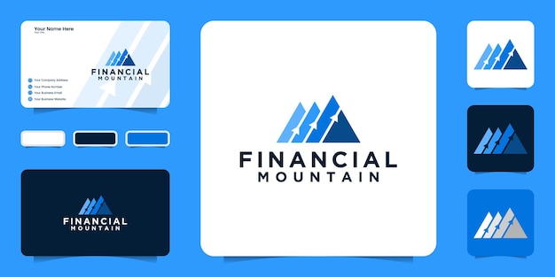 Diseño de logotipo de montañas con flechas, logotipo para finanzas financieras y consultoría