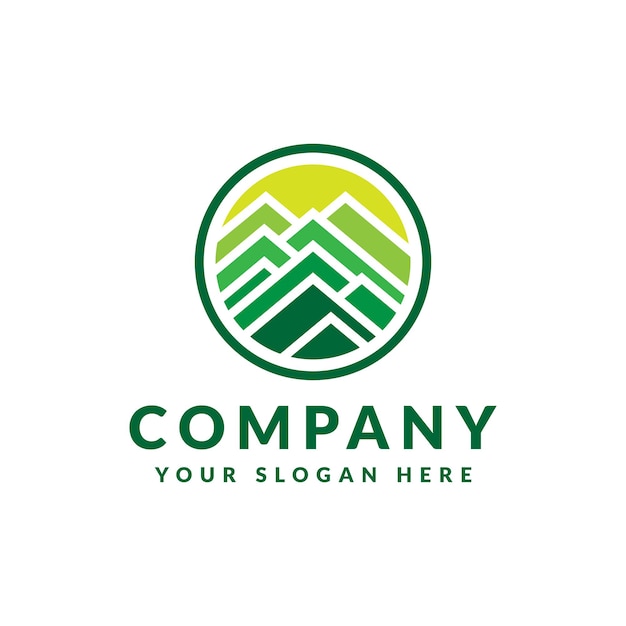 Diseño del logotipo de las montañas verdes