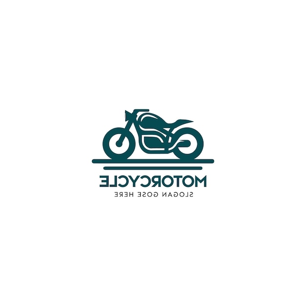 Diseño de logotipo de motocicleta en negrita con icono de bicicleta y texto estilizado