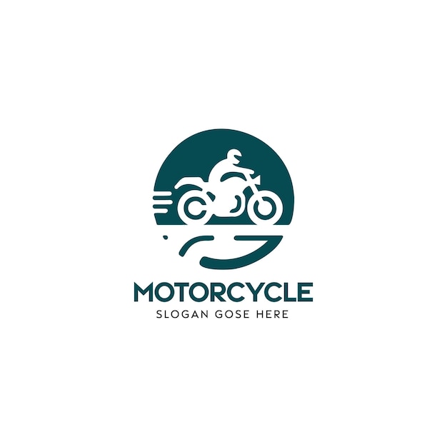 Diseño de logotipo de motocicleta con silueta de motocicleta e imágenes abstractas