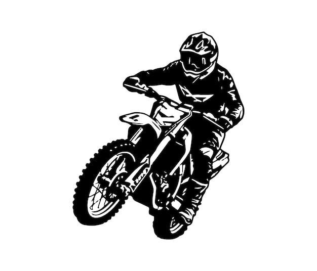 Diseño de logotipo de motocross deporte extremo de motocross con icono de vector de montaña