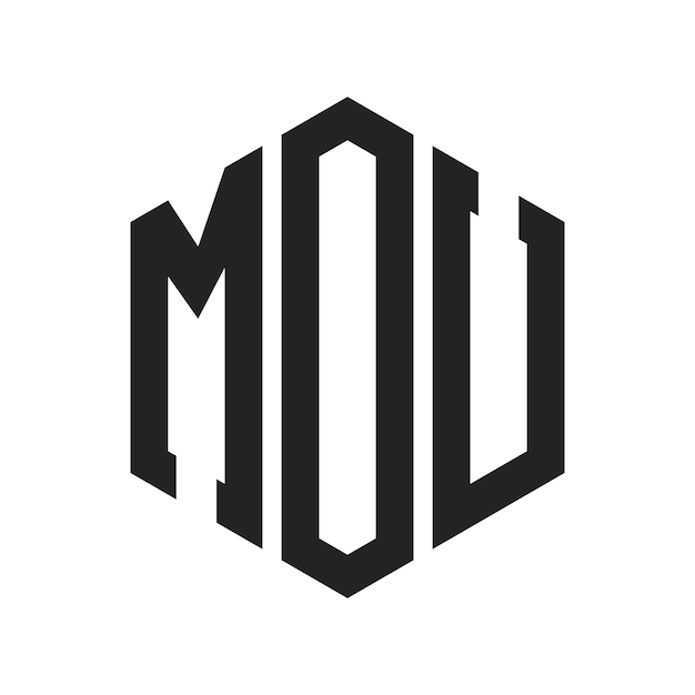 Diseño del logotipo del MOU Letra inicial del MOU Monograma del logotipo utilizando la forma de hexágono