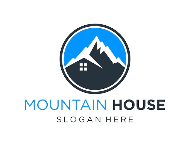 Diseño del logotipo de Mountain House creado utilizando la aplicación Corel Draw 2018 con un fondo blanco