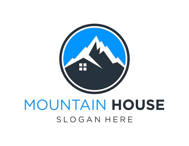 Vector diseño del logotipo de mountain house creado utilizando la aplicación corel draw 2018 con un fondo blanco