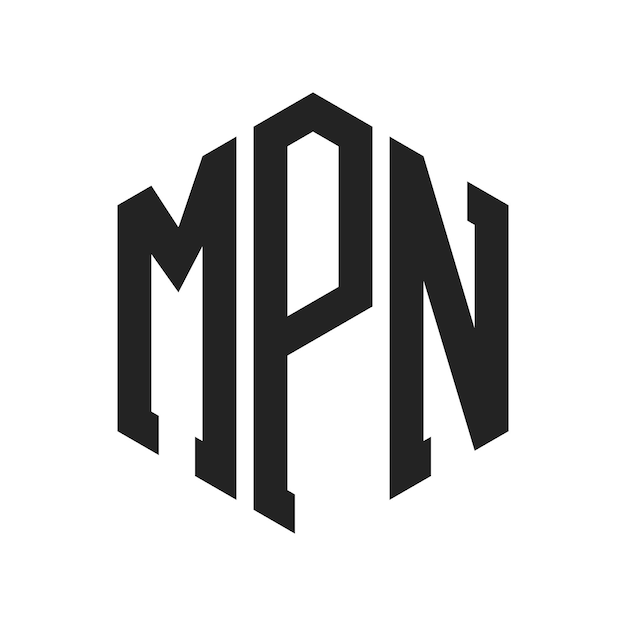 Diseño del logotipo MPN Letra inicial MPN Monograma Logotipo con forma de hexágono