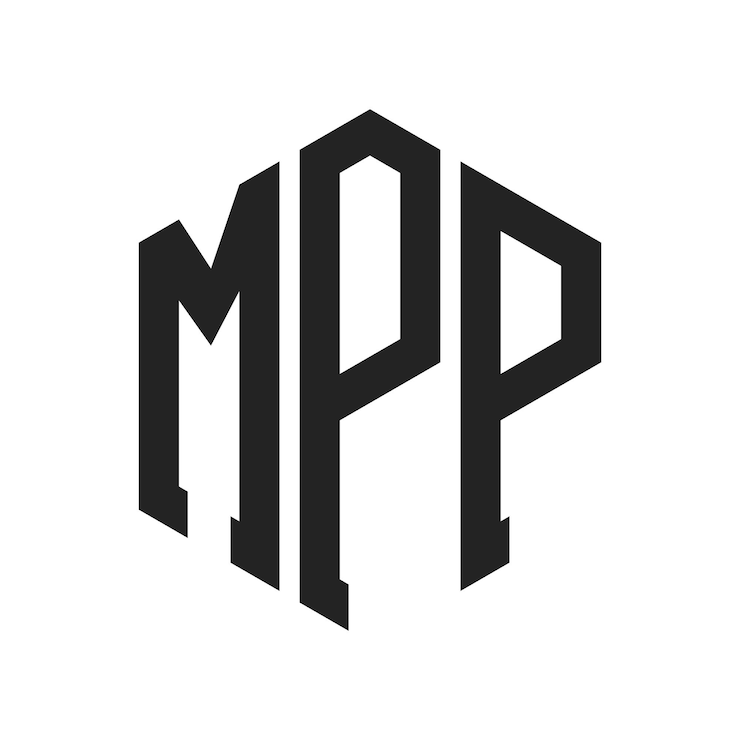 Vector diseño del logotipo mpp letra inicial mpp monograma logotipo con forma de hexágono