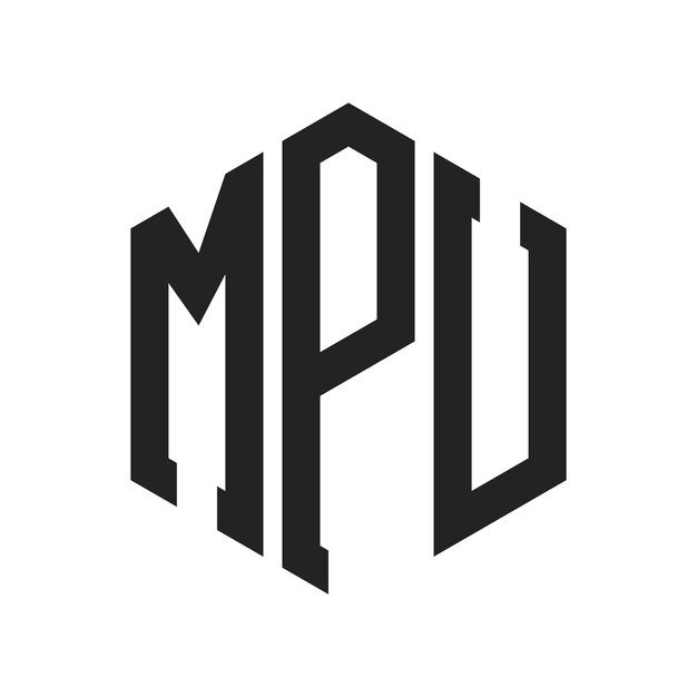 Diseño del logotipo de MPU Letra inicial Monograma de MPU Logotipo con forma de hexágono