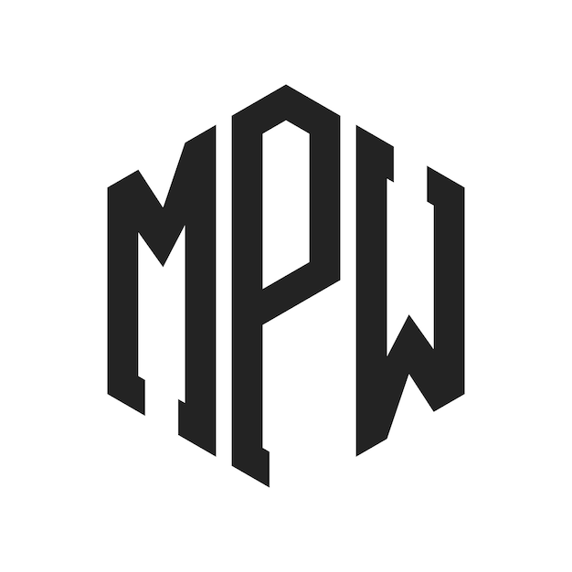 Diseño del logotipo MPW Letra inicial MPW Monograma Logotipo con forma de hexágono