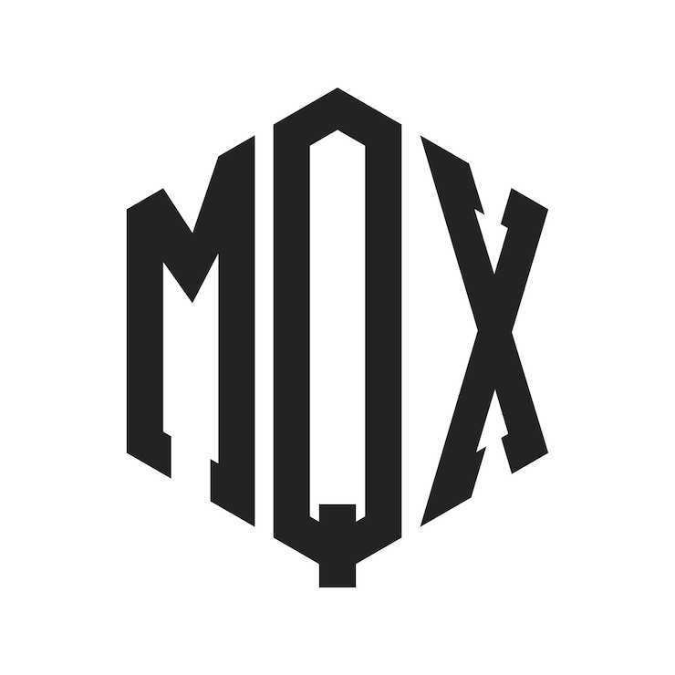 Vector diseño del logotipo de mqx letra inicial mqx monograma logotipo con forma de hexágono